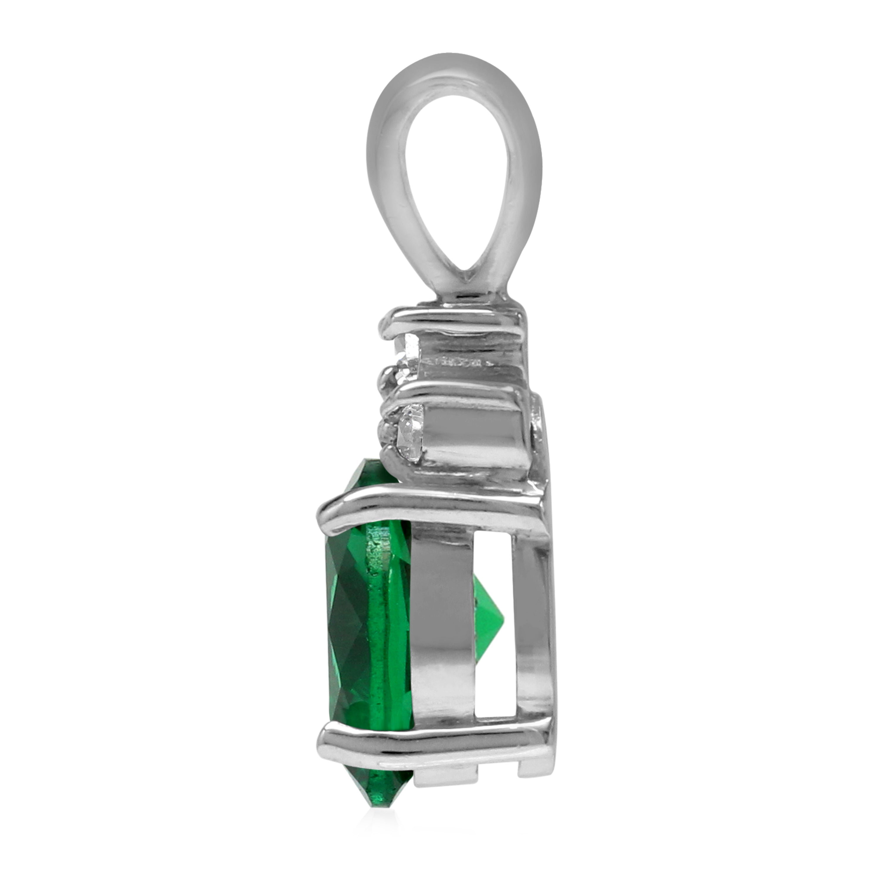 Created Nano Green Emerald 925 Sterling Silver Pendant May Birthstone Jewelry - Silvershake-store