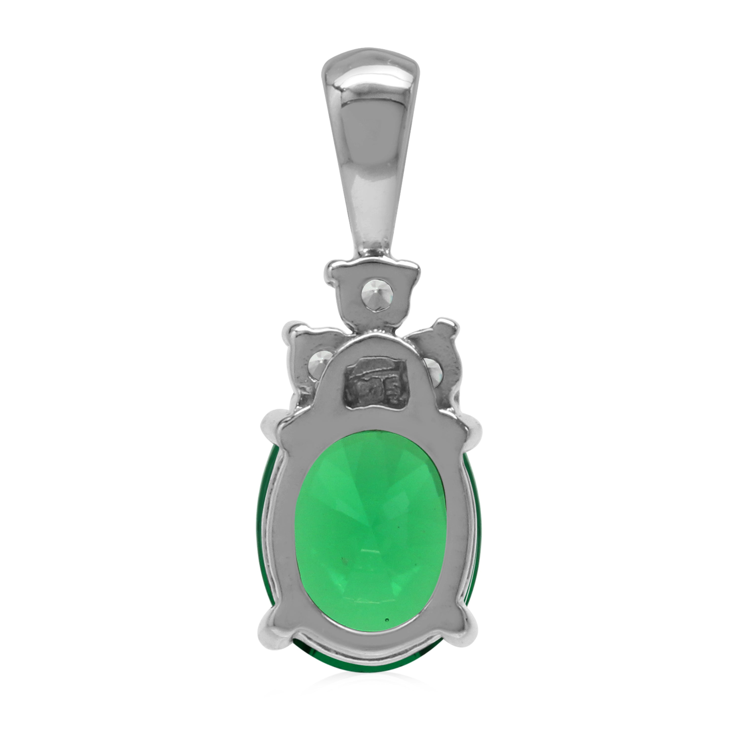 Created Nano Green Emerald 925 Sterling Silver Pendant May Birthstone Jewelry - Silvershake-store