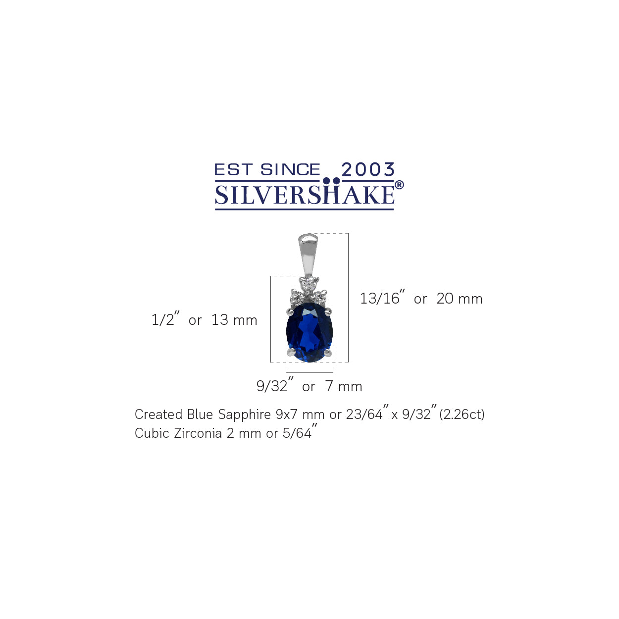 Synthetic 2.2 Ct Blue Sapphire 925 Sterling Silver Pendant September Birthstone Jewelry - Silvershake-store