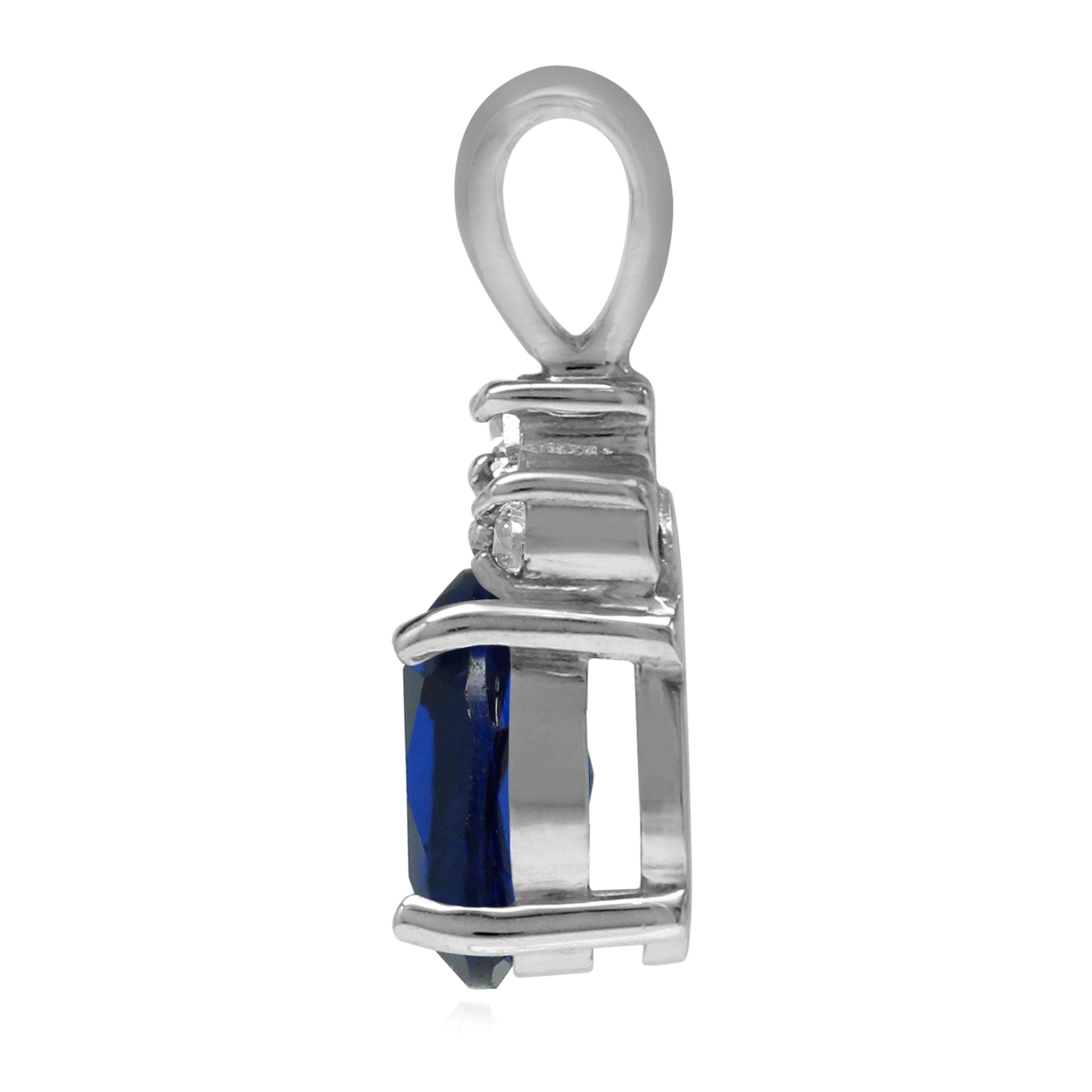 Synthetic 2.2 Ct Blue Sapphire 925 Sterling Silver Pendant September Birthstone Jewelry - Silvershake-store