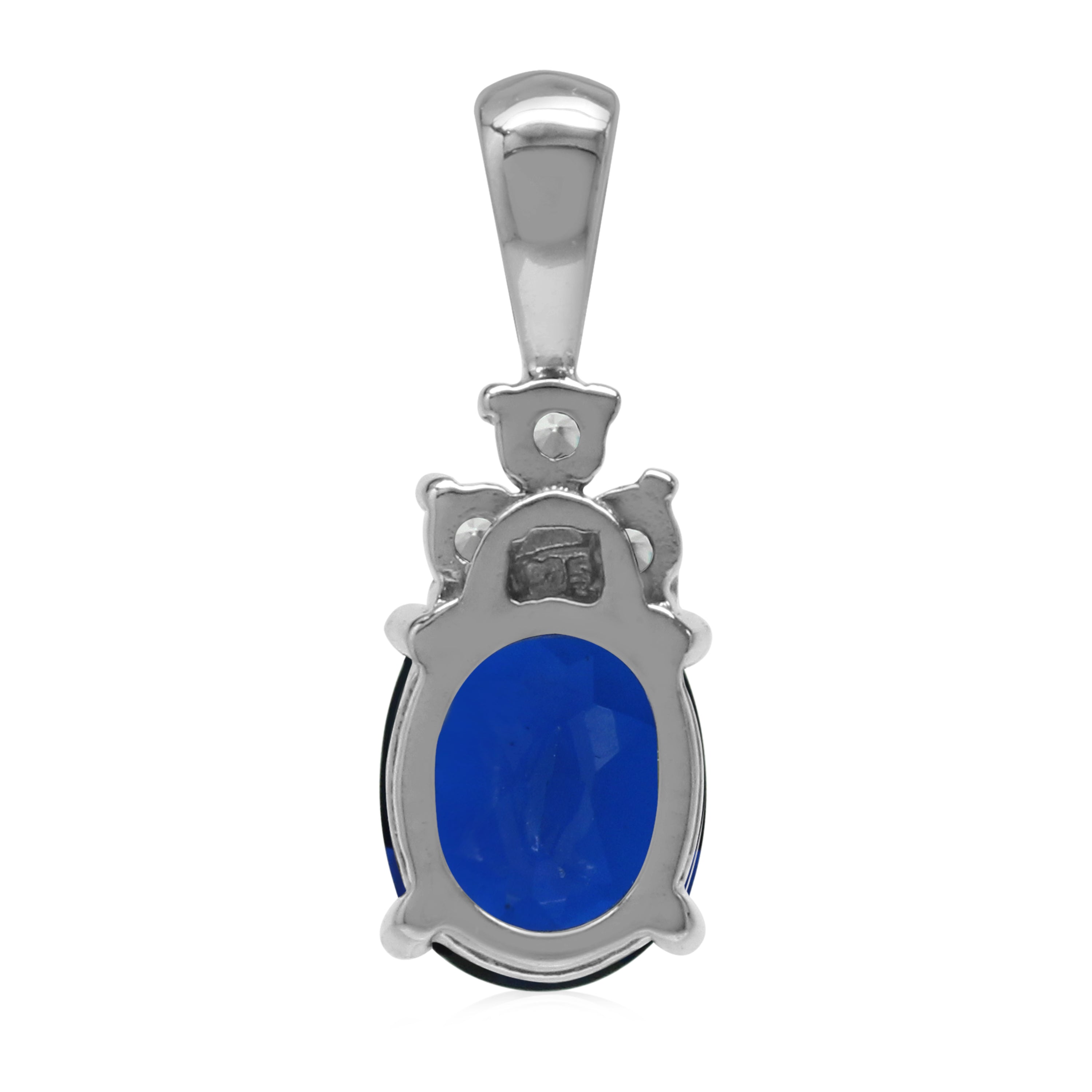 Synthetic 2.2 Ct Blue Sapphire 925 Sterling Silver Pendant September Birthstone Jewelry - Silvershake-store