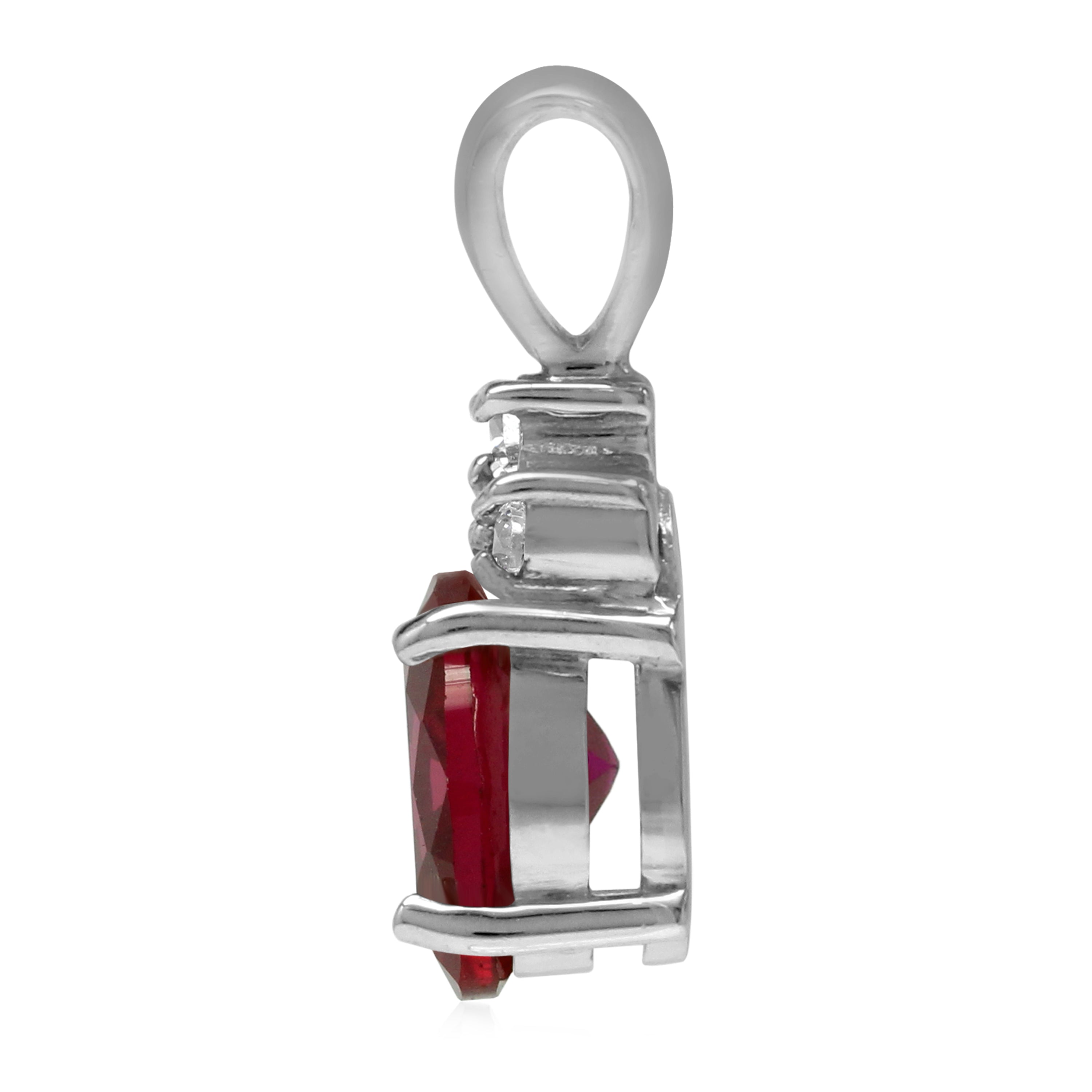 Synthetic 2.1 Ct Red Ruby 925 Sterling Silver Pendant July Birthstone Jewelry - Silvershake-store