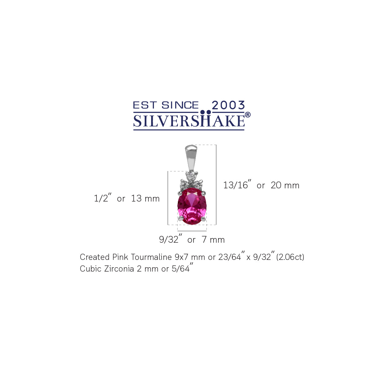 Created 2 Ct Pink Tourmaline 925 Sterling Silver Pendant October Birthstone Jewelry - Silvershake-store