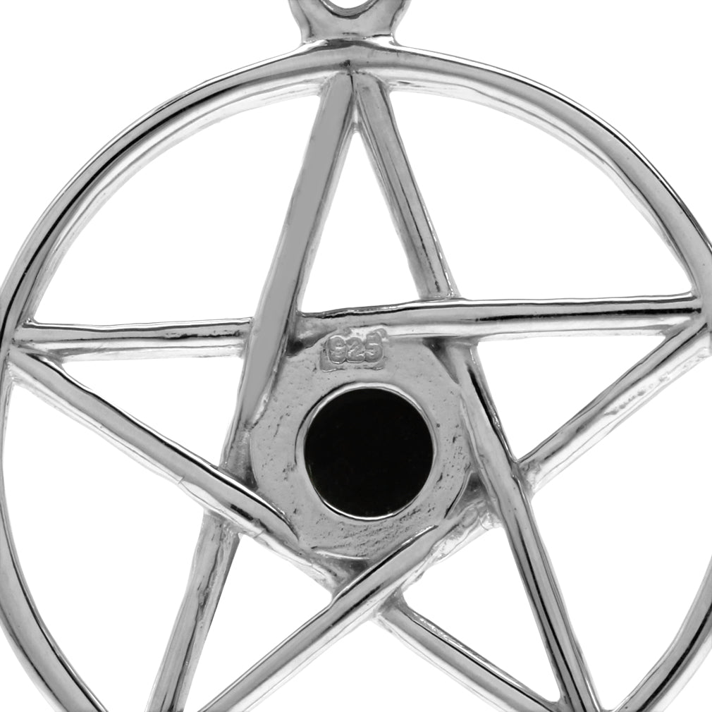 Natural Black Onyx Stone 925 Sterling Silver Wiccan Pentagram Star Pentacle Necklace Pendant Jewelry for Women - Silvershake-store