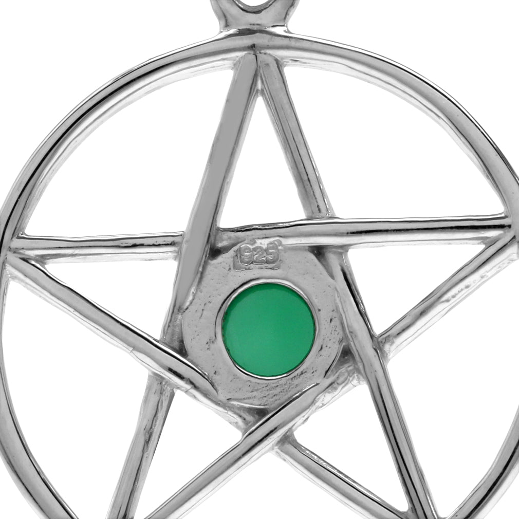 Genuine Emerald Green Onyx 925 Sterling Silver Pentagram Star Pentacle Wiccan Pendant Jewelry - Silvershake-store