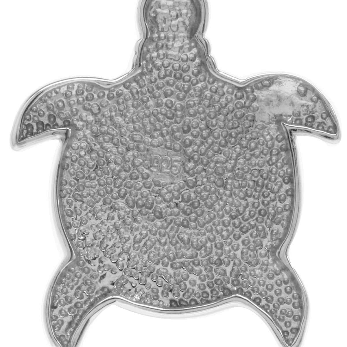 Natural Black Onyx Inlay White Gold Plated 925 Sterling Silver Turtle Sealife Pendant