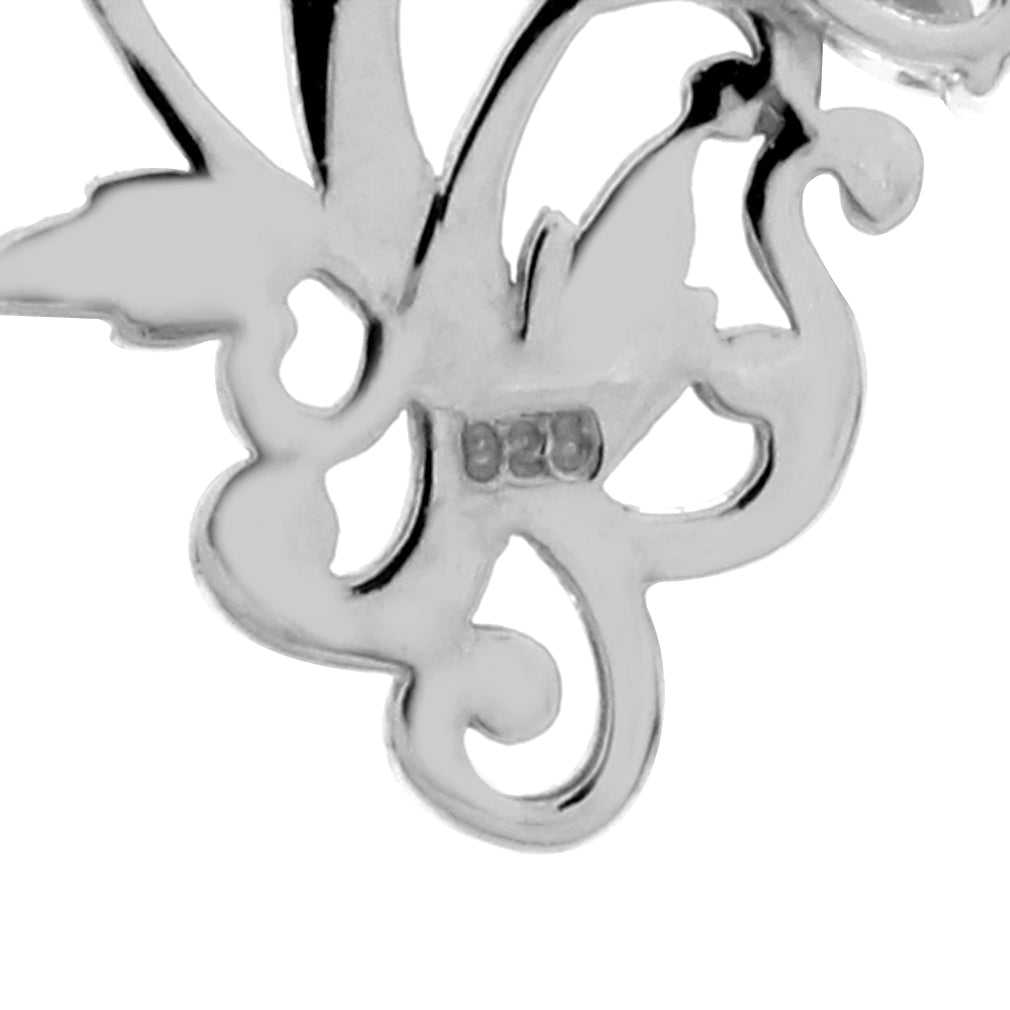 Silvershake Natural 1.86 CTW Black Onyx 925 Sterling Silver Flower and Leaf Victorian Style Gemstone Pendant - Silvershake-store