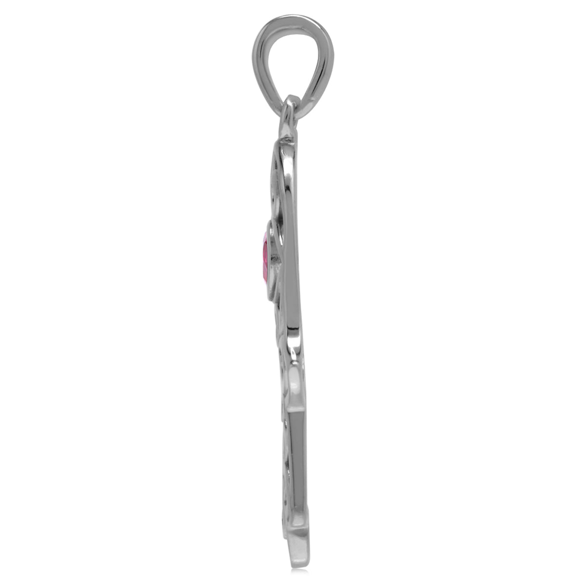 Simulated Red Ruby 925 Sterling Silver Evil Eye On Hamsa Hand Pendant July Gemstone Birthstone - Silvershake-store