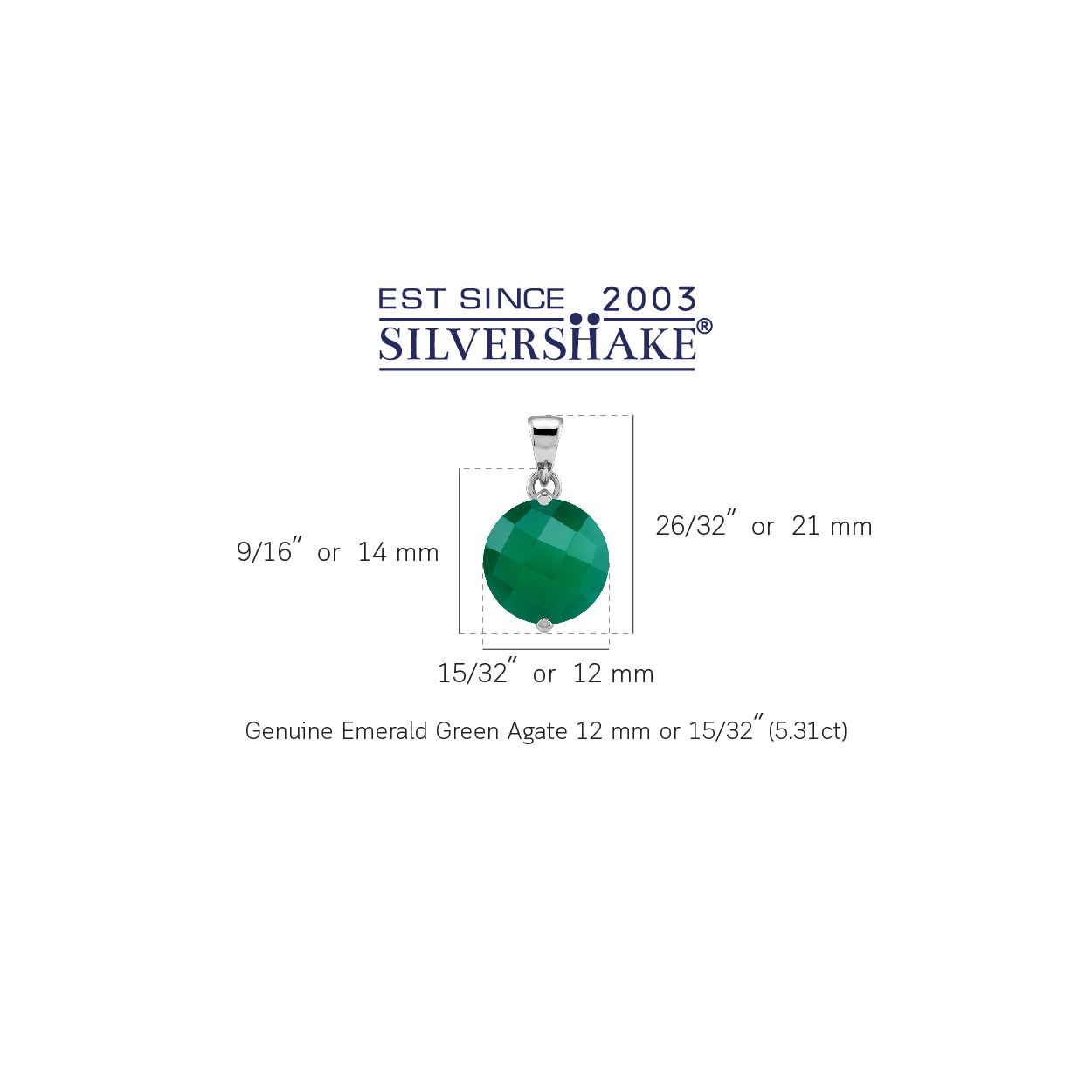 Silvershake 5.31 CTW 12MM Natural Round Shape Emerald Green Agate White Gold Plated 925 Sterling Silver Scroll / Filigree Victorian Style Solitaire Pendant May Gemstone Birthstone - Silvershake-store