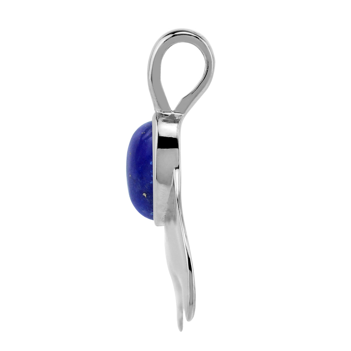 Silvershake 7X5mm Natural Oval Shape Blue Lapis Lazuli 925 Sterling Silver Dolphin Fish Tail / Whale / Mermaid Sealife Cabochon Gemstone Pendant - Silvershake-store