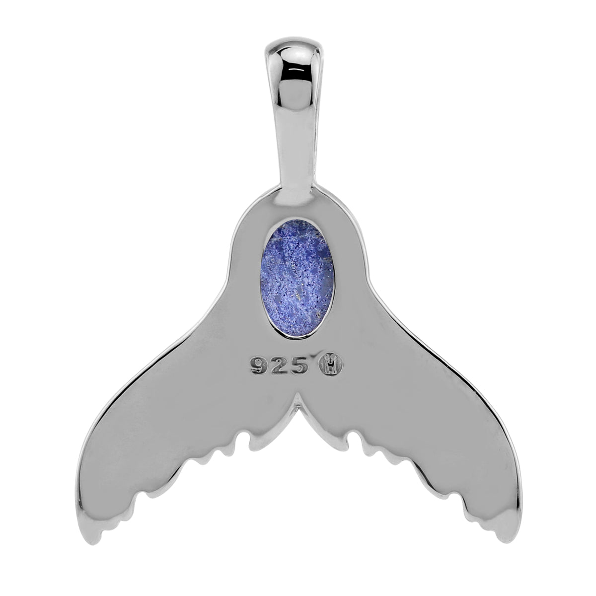 Silvershake 7X5mm Natural Oval Shape Blue Lapis Lazuli 925 Sterling Silver Dolphin Fish Tail / Whale / Mermaid Sealife Cabochon Gemstone Pendant - Silvershake-store