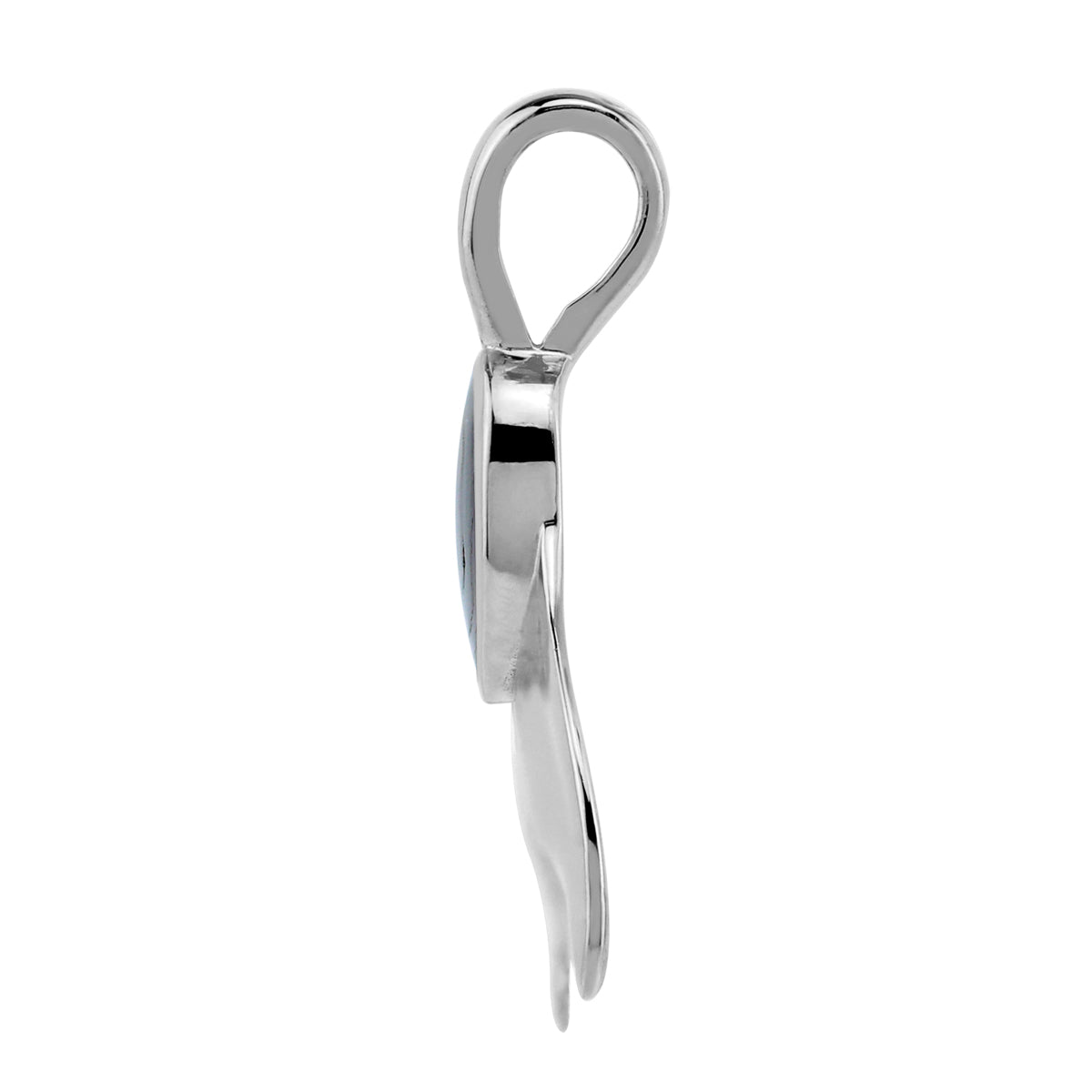 Silvershake 7X5mm Oval Shape Abalone Puau Shell Inlay White Gold Plated 925 Sterling Silver Dolphin Fish Tail / Whale / Mermaid Sealife Pendant - Silvershake-store