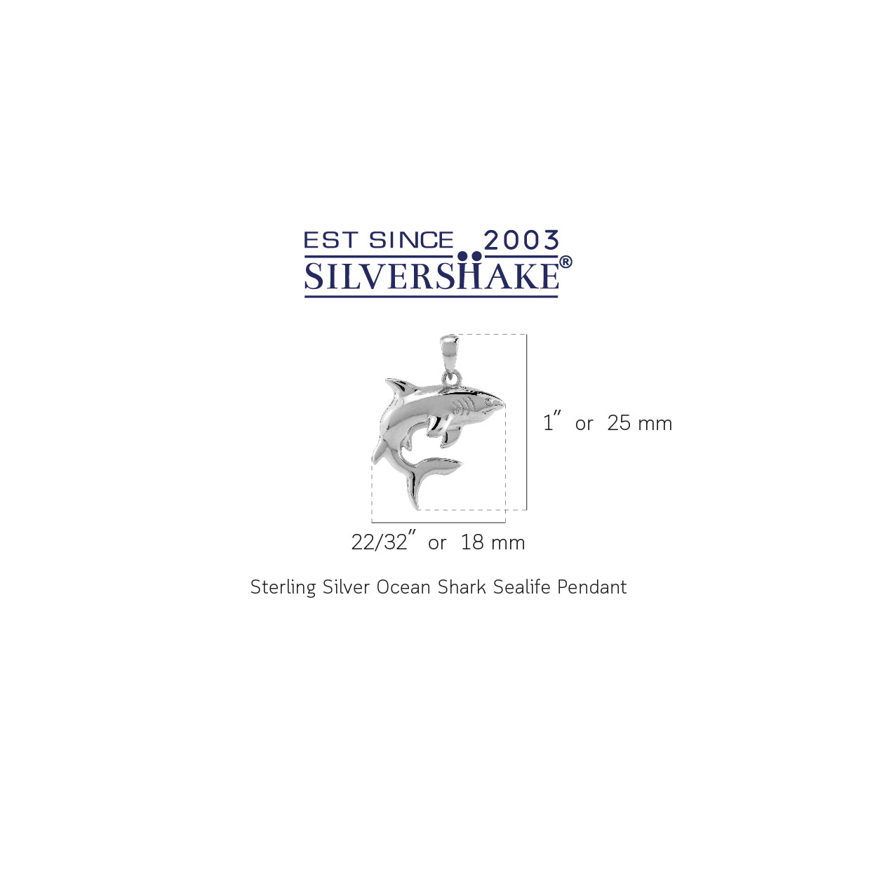 Silvershake White Gold Plated 925 Sterling Silver Shark Sealife Casual Pendant Jewelry for Women - Silvershake-store