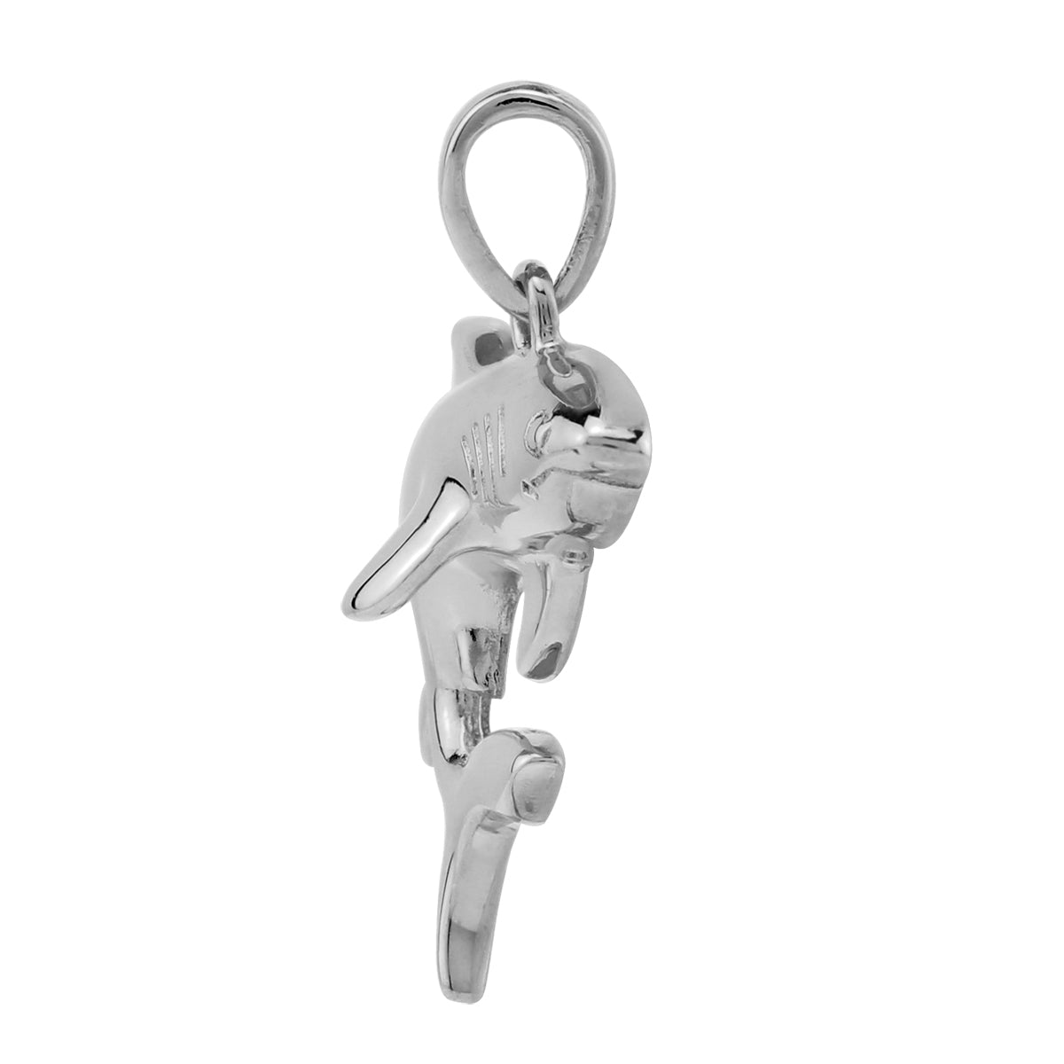 Silvershake White Gold Plated 925 Sterling Silver Shark Sealife Casual Pendant Jewelry for Women - Silvershake-store