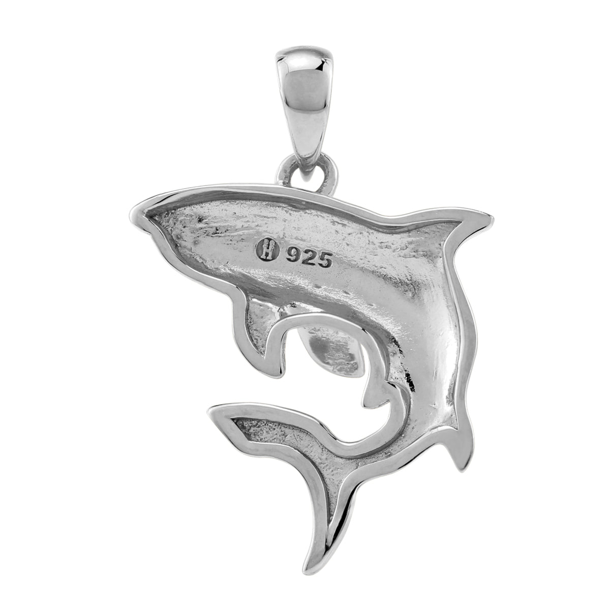 Silvershake White Gold Plated 925 Sterling Silver Shark Sealife Casual Pendant Jewelry for Women - Silvershake-store