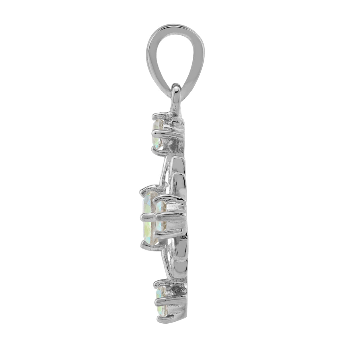 Genuine Round Shape Mercury Mist Aurora Borealis (AB) Topaz White Gold Plated 925 Sterling Silver Snowflake Gemstone Pendant Jewelry for Christmas - Silvershake-store