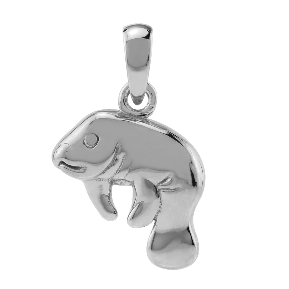 Silvershake White Gold Plated 925 Sterling Silver Wildlife Manatee Sealife Casual Pendant Jewelry for Women - Silvershake-store