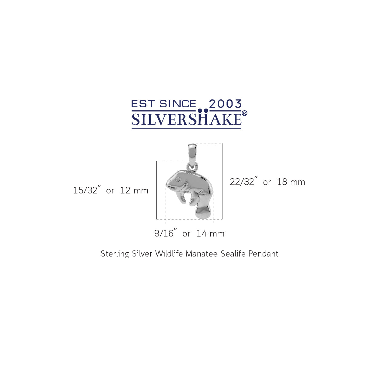 Silvershake White Gold Plated 925 Sterling Silver Wildlife Manatee Sealife Casual Pendant Jewelry for Women - Silvershake-store