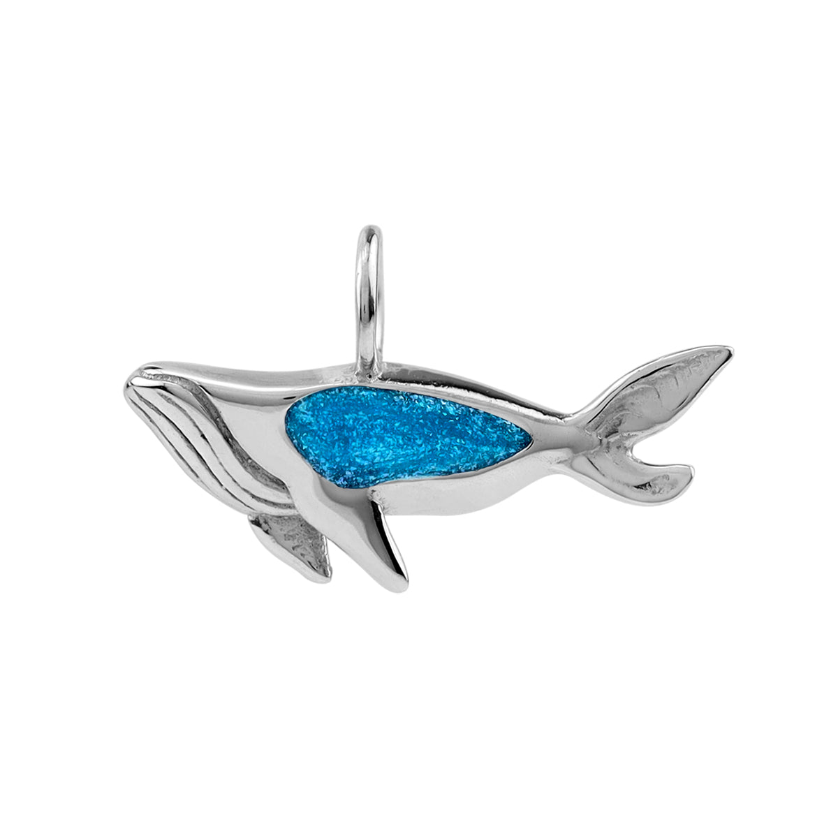 Silvershake Petite Blue Enamel White Gold Plated 925 Sterling Silver Whale Sealife Animal Casual Divers Charm Pendant Jewelry for Women - Silvershake-store