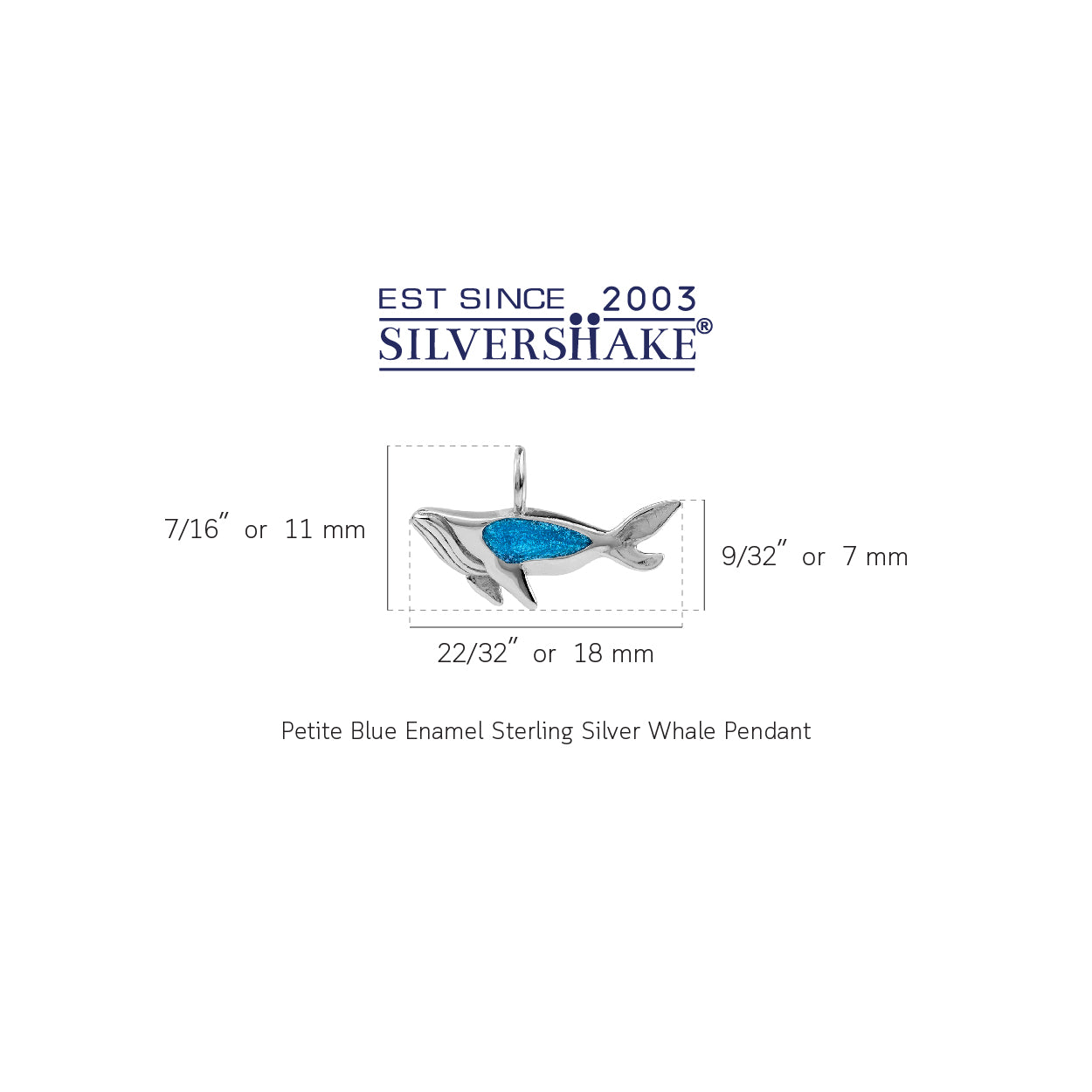 Silvershake Petite Blue Enamel White Gold Plated 925 Sterling Silver Whale Sealife Animal Casual Divers Charm Pendant Jewelry for Women - Silvershake-store