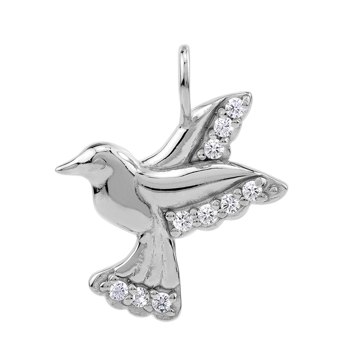 Silvershake Cubic Zirconia White Gold Plated 925 Sterling Silver Flying Bird Casual Charm Pendant April Gemstone Birthstone Jewelry for Women - Silvershake-store