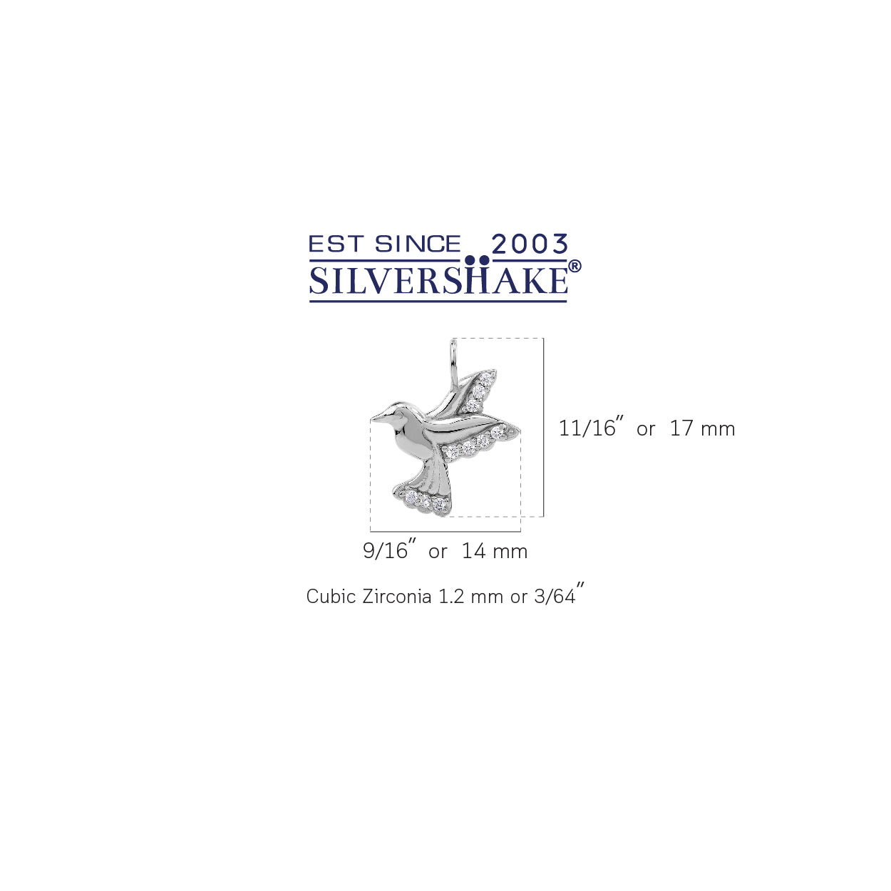 Silvershake Cubic Zirconia White Gold Plated 925 Sterling Silver Flying Bird Casual Charm Pendant April Gemstone Birthstone Jewelry for Women - Silvershake-store