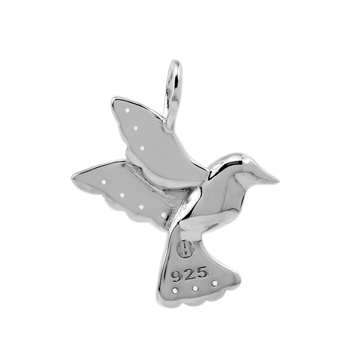 Silvershake Cubic Zirconia White Gold Plated 925 Sterling Silver Flying Bird Casual Charm Pendant April Gemstone Birthstone Jewelry for Women - Silvershake-store