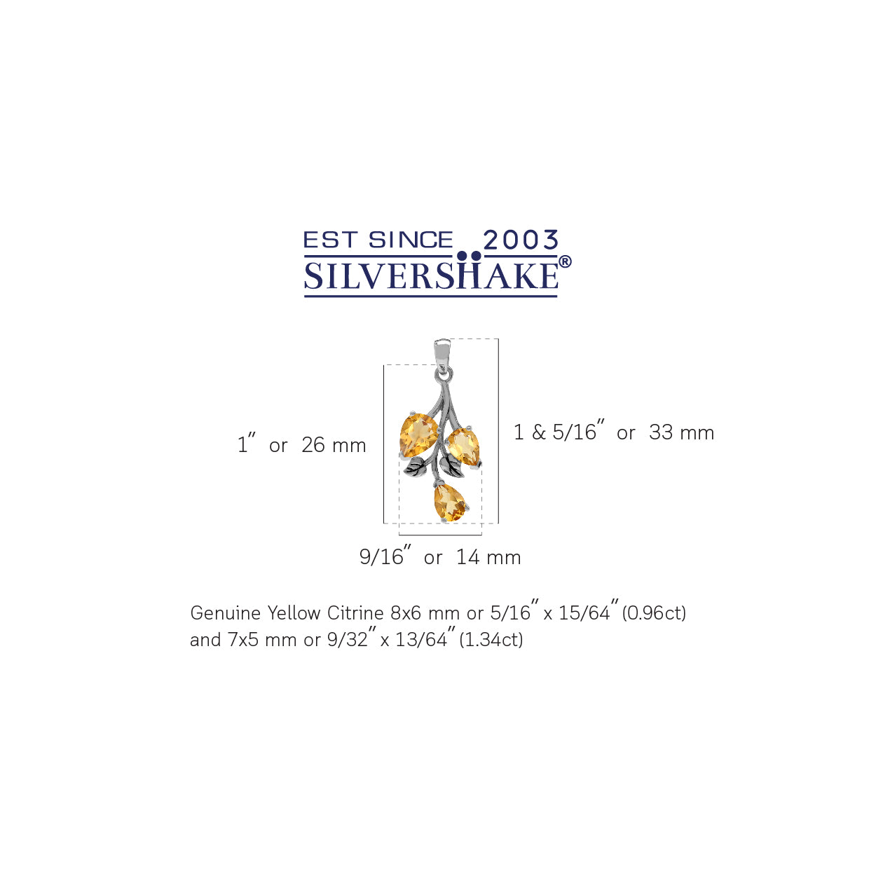2.3 CTW Genuine Pear Shape Yellow Citrine 925 Sterling Silver Leaf Vintage Inspired Pendant November Gemstone Birthstone Jewelry for Women - Silvershake-store