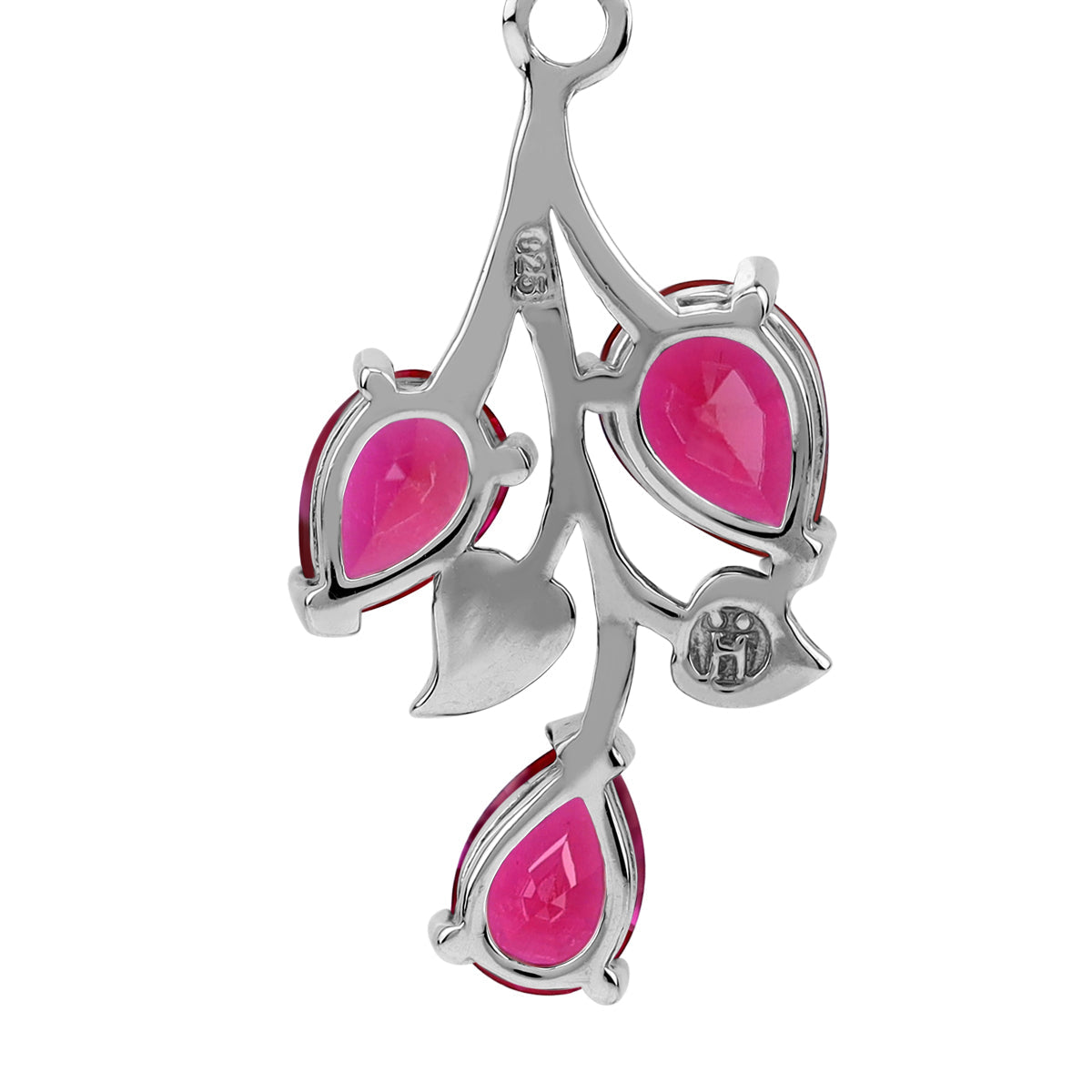Simulated Pear Shape Red Ruby 925 Sterling Silver Leaf Vintage Inspired Pendant July Gemstone Birthstone Jewelry for Women - Silvershake-store
