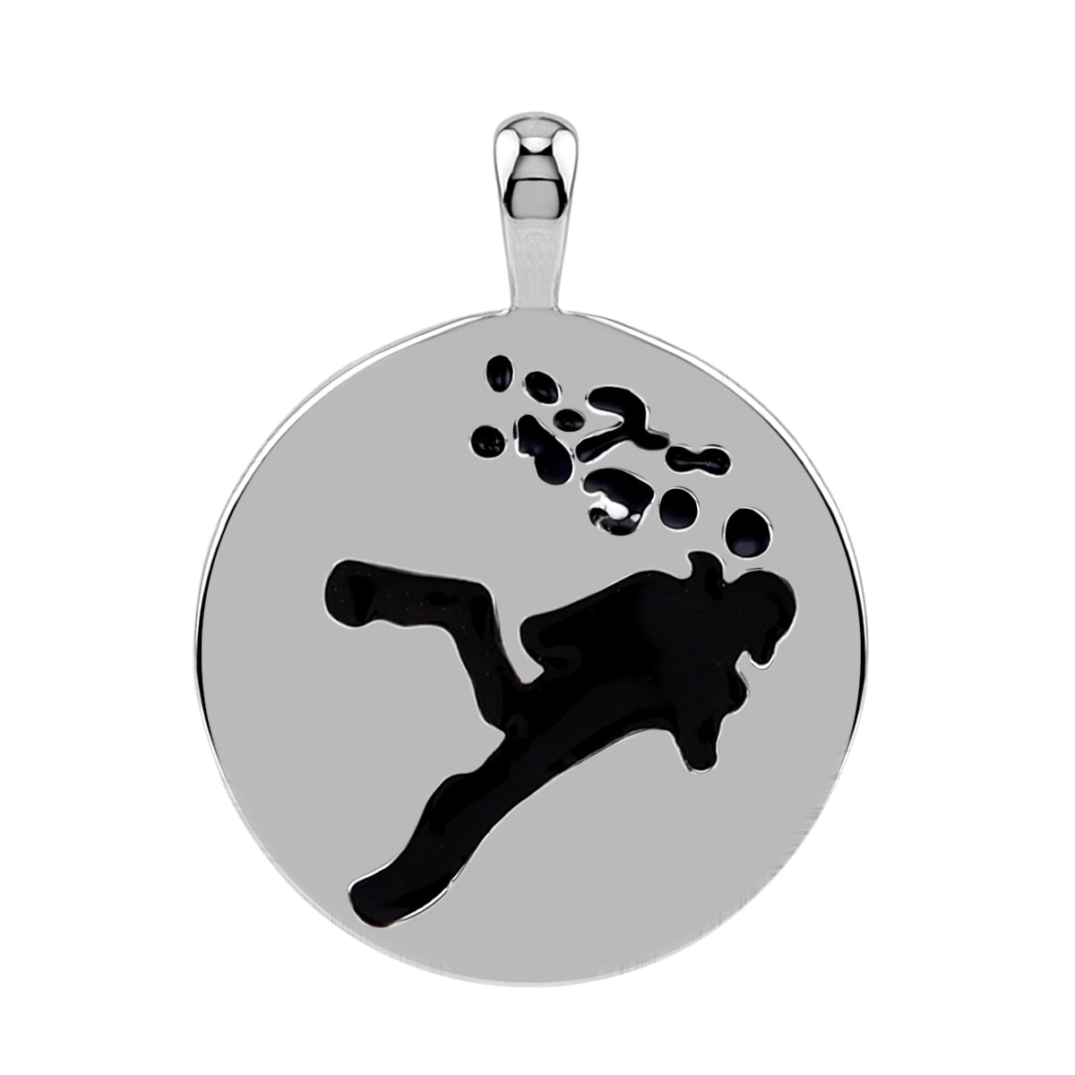 Silvershake Scuba Diving Divers Circle Disc Pendant in Black Enamel White Gold Plated 925 Sterling Silver Jewelry for Women - Silvershake-store