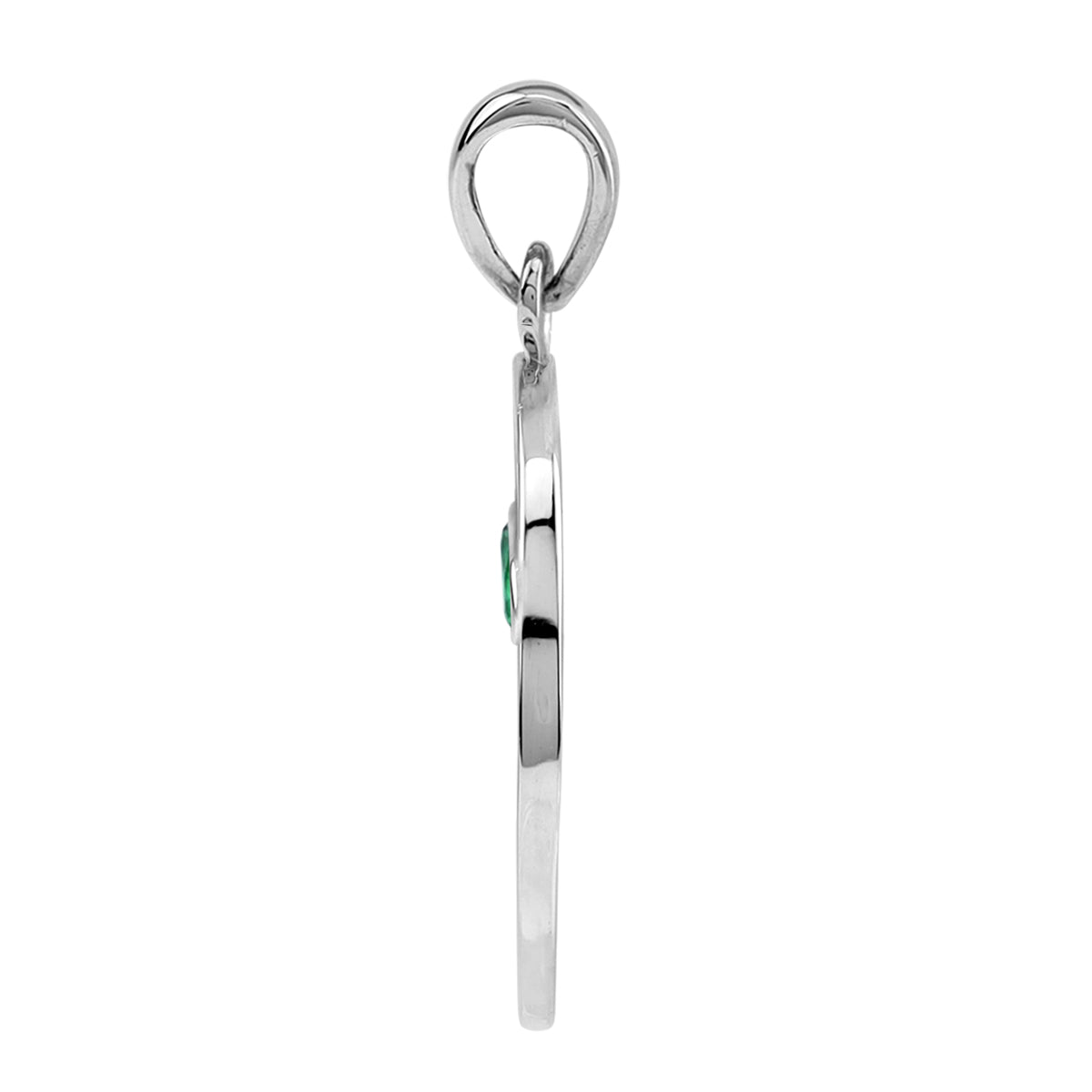 Silvershake Created Nano Green Emerald and Enamel White Gold Plated 925 Sterling Silver Scroll / Filigree Coconut / Palm Tree Ocean Wave Circle Pendant Jewelry for Women - Silvershake-store