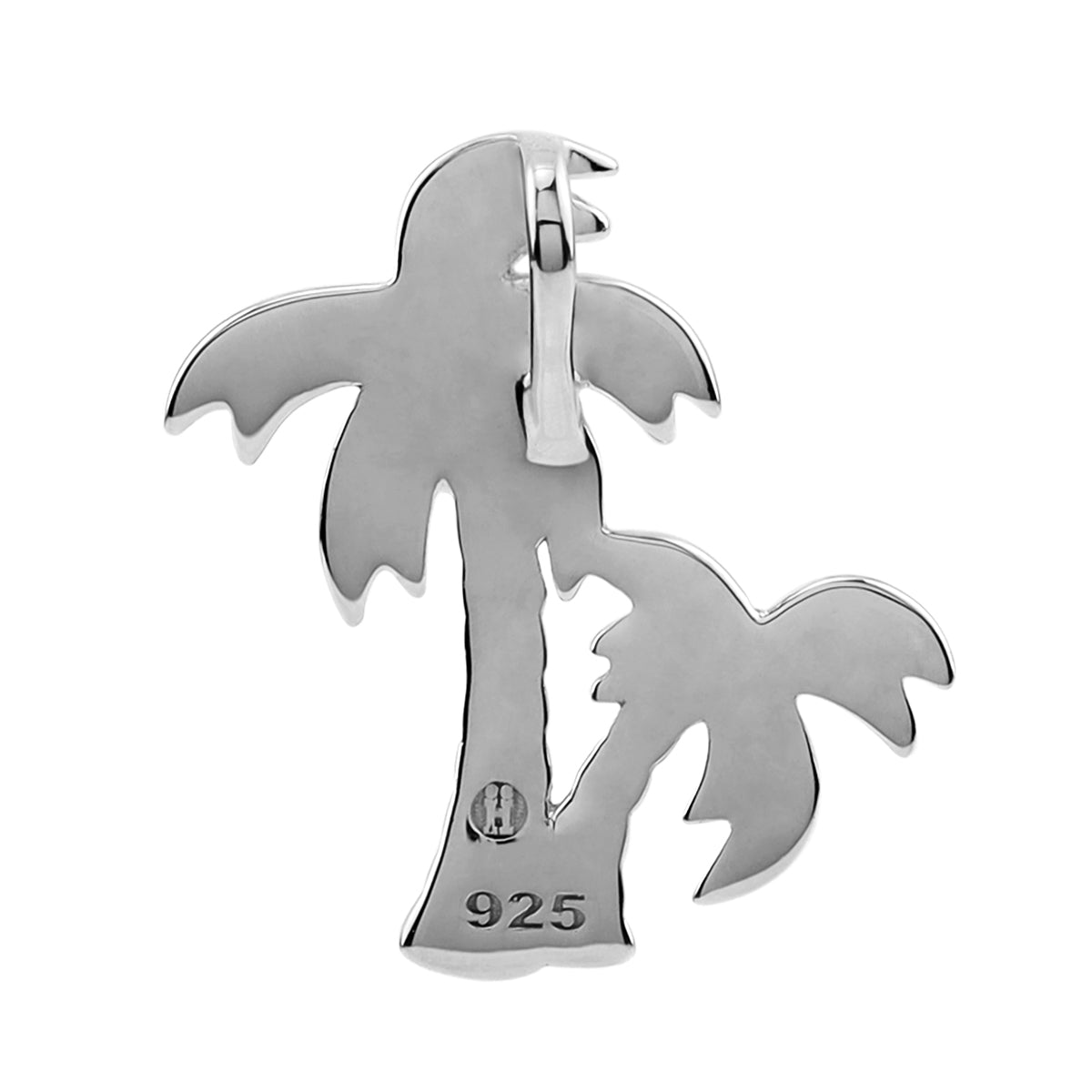 Silvershake Coconut / Palm Tree Casual Charm Pendant in Green Enamel White Gold Plated 925 Sterling Silver Jewelry for Women - Silvershake-store