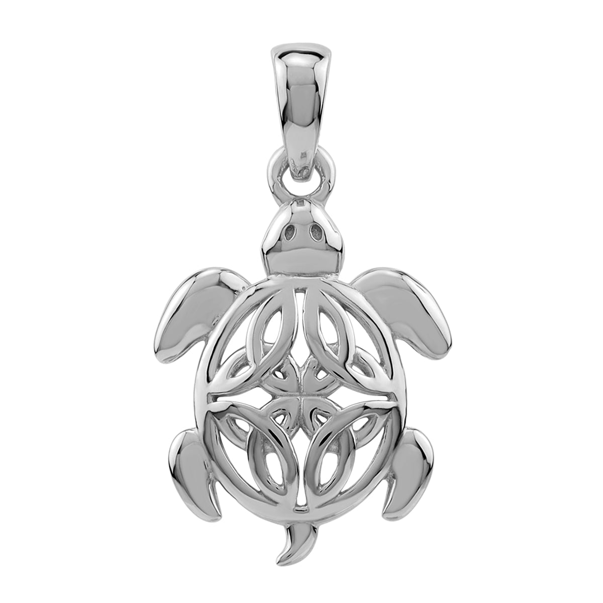 Silvershake White Gold Plated 925 Sterling Silver Scroll / Filigree Triquetra Celtic Knot Turtle Sealife Casual Pendant Jewelry for Women - Silvershake-store