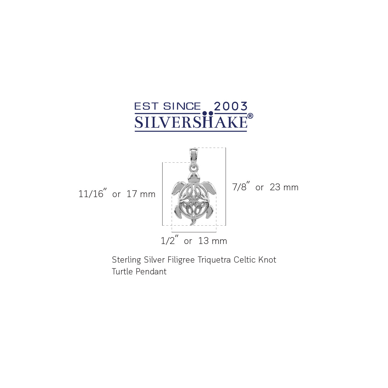 Silvershake White Gold Plated 925 Sterling Silver Scroll / Filigree Triquetra Celtic Knot Turtle Sealife Casual Pendant Jewelry for Women - Silvershake-store