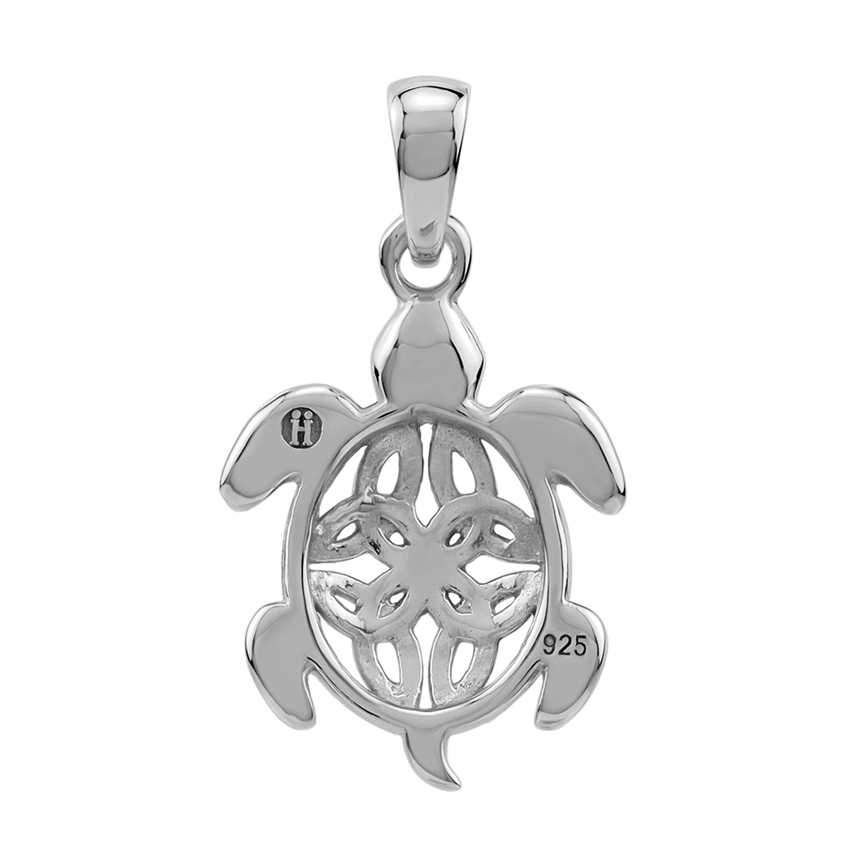Silvershake White Gold Plated 925 Sterling Silver Scroll / Filigree Triquetra Celtic Knot Turtle Sealife Casual Pendant Jewelry for Women - Silvershake-store