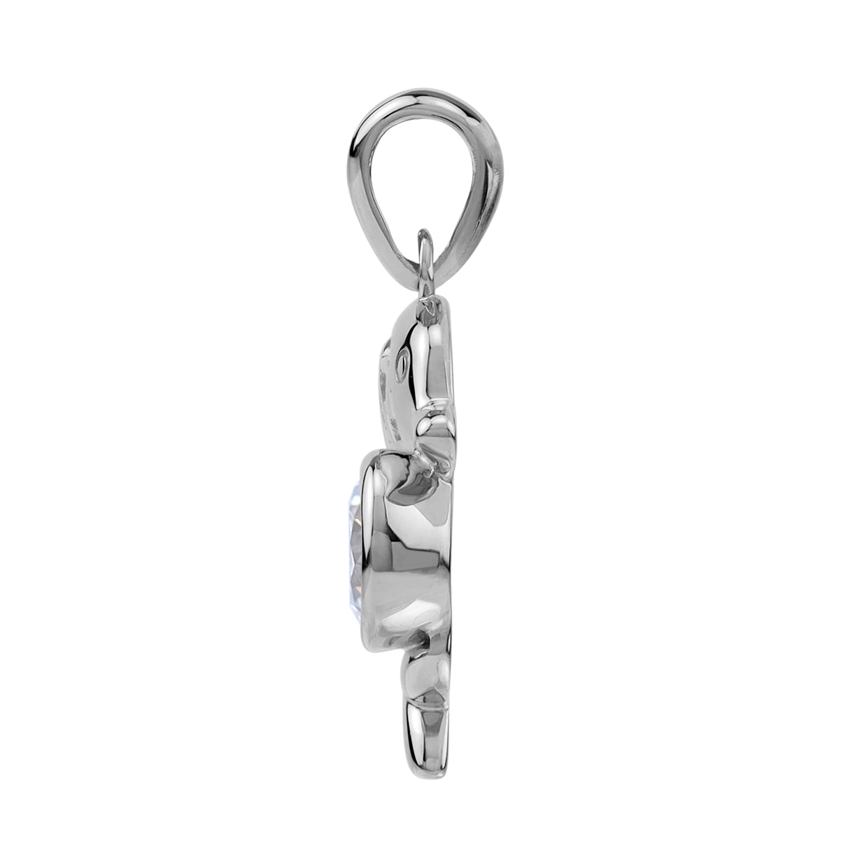 Silvershake 6MM Round Shape Cubic Zirconia White Gold Plated 925 Sterling Silver Scroll / Filigree Triquetra Celtic Knot Dolphin Sealife Casual Pendant April Gemstone Birthstone Jewelry for Women - Silvershake-store
