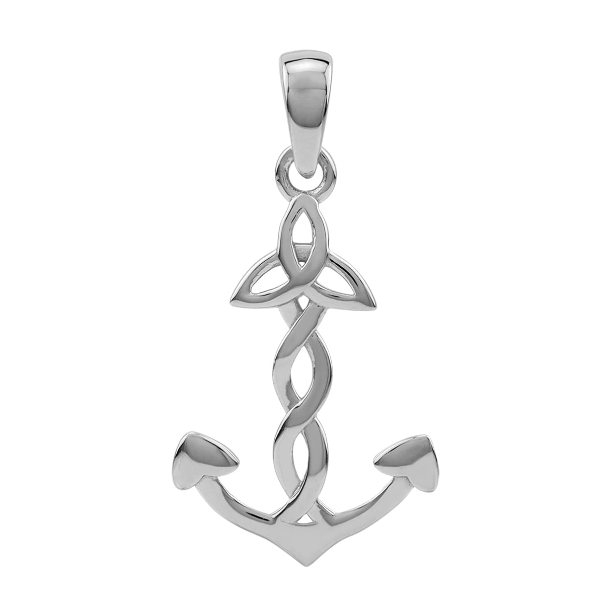 Silvershake White Gold Plated 925 Sterling Silver Triquetra Celtic Knot Anchor Casual Pendant Jewelry for Women - Silvershake-store
