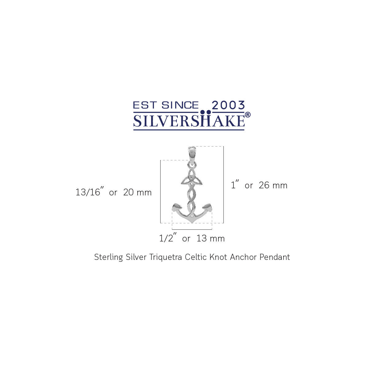 Silvershake White Gold Plated 925 Sterling Silver Triquetra Celtic Knot Anchor Casual Pendant Jewelry for Women - Silvershake-store