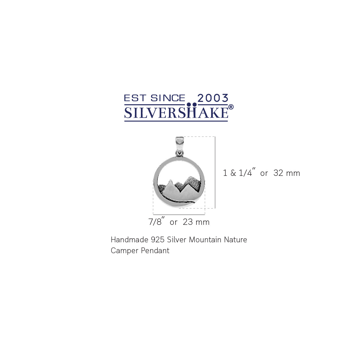Silvershake Handmade 925 Sterling Silver Mountain / Nature / Camper / Climber Circle Pendant Jewelry for Women - Silvershake-store