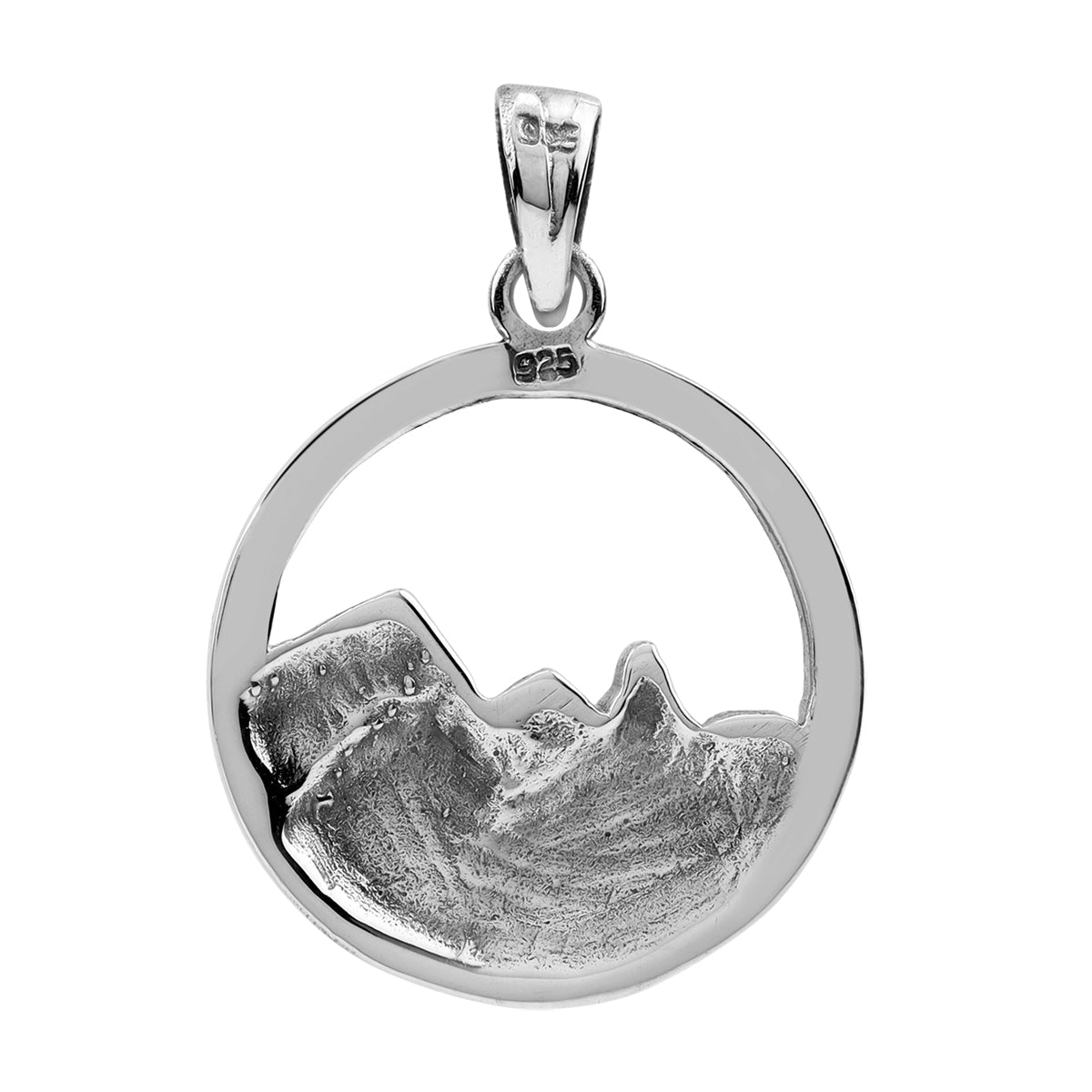 Silvershake Handmade 925 Sterling Silver Mountain / Nature / Camper / Climber Circle Pendant Jewelry for Women - Silvershake-store