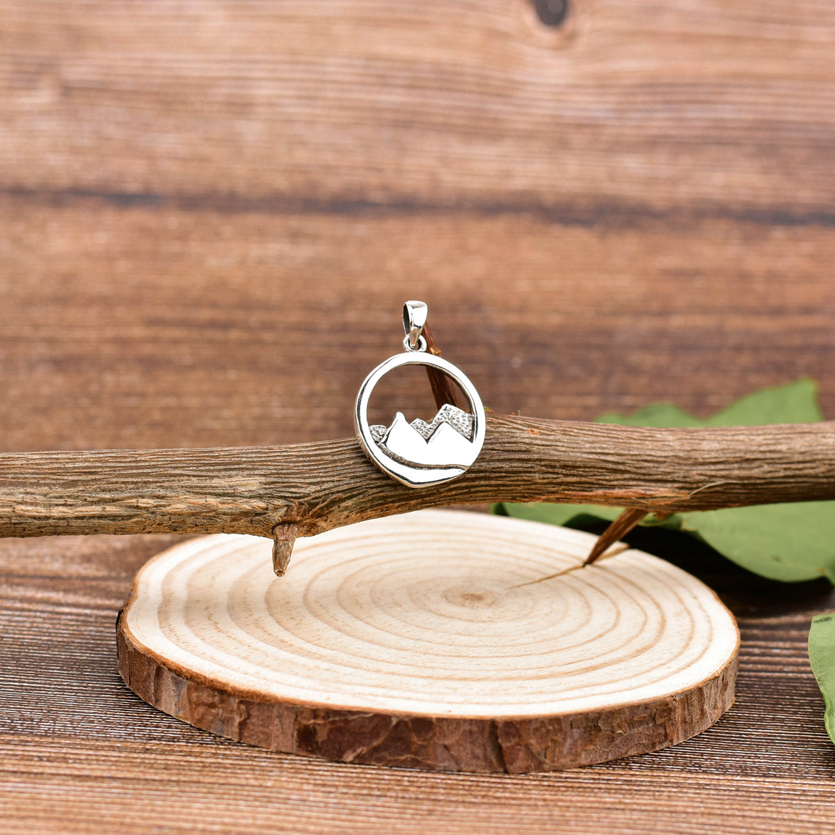 Silvershake Handmade 925 Sterling Silver Mountain / Nature / Camper / Climber Circle Pendant Jewelry for Women - Silvershake-store