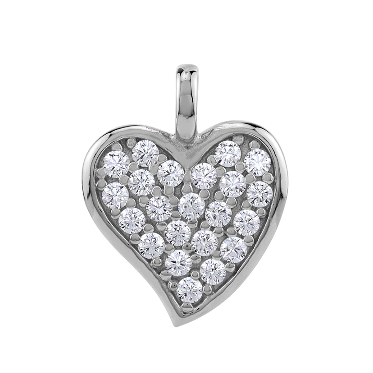 Silvershake Cubic Zirconia White Gold Plated 925 Sterling Silver Heart Casual Love Charm Pendant April Gemstone Birthstone Jewelry for Women - Silvershake-store