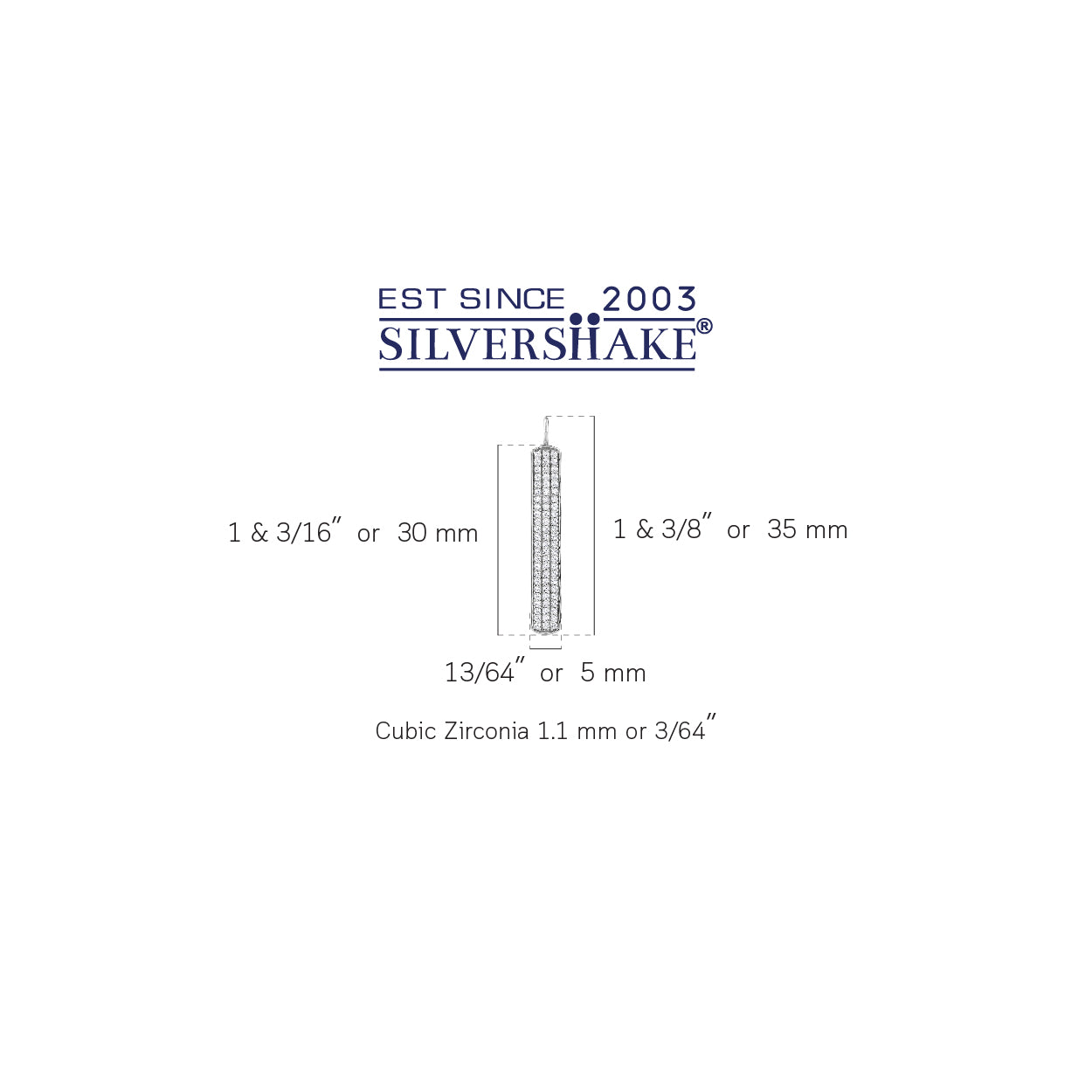 Silvershake Cubic Zirconia White Gold Plated 925 Sterling Silver Minimalist Trendy Vertical Long Bar Pendant April Gemstone Birthstone Jewelry for Women - Silvershake-store
