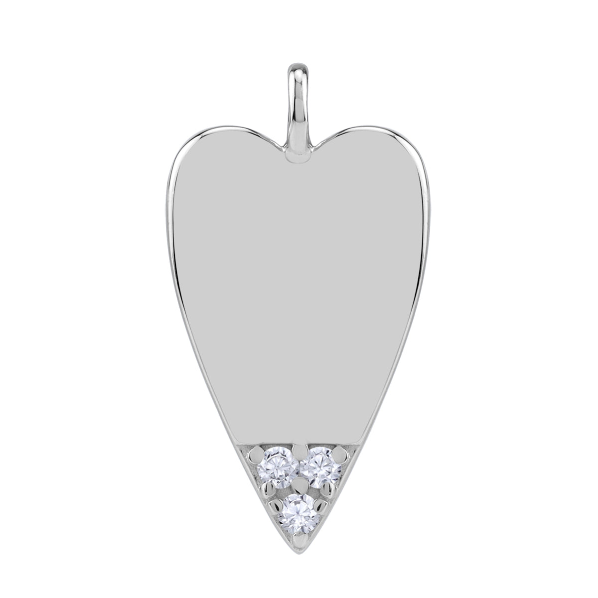 Silvershake Cubic Zirconia White Gold Plated 925 Sterling Silver Heart Casual Love Trendy Chic Pendant April Gemstone Birthstone Jewelry for Women - Silvershake-store