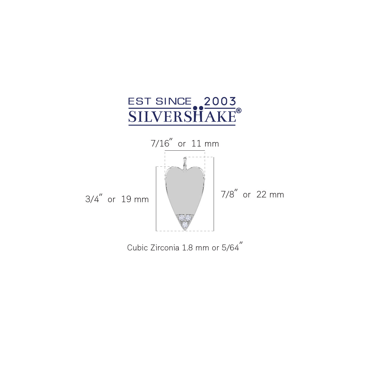 Silvershake Cubic Zirconia White Gold Plated 925 Sterling Silver Heart Casual Love Trendy Chic Pendant April Gemstone Birthstone Jewelry for Women - Silvershake-store