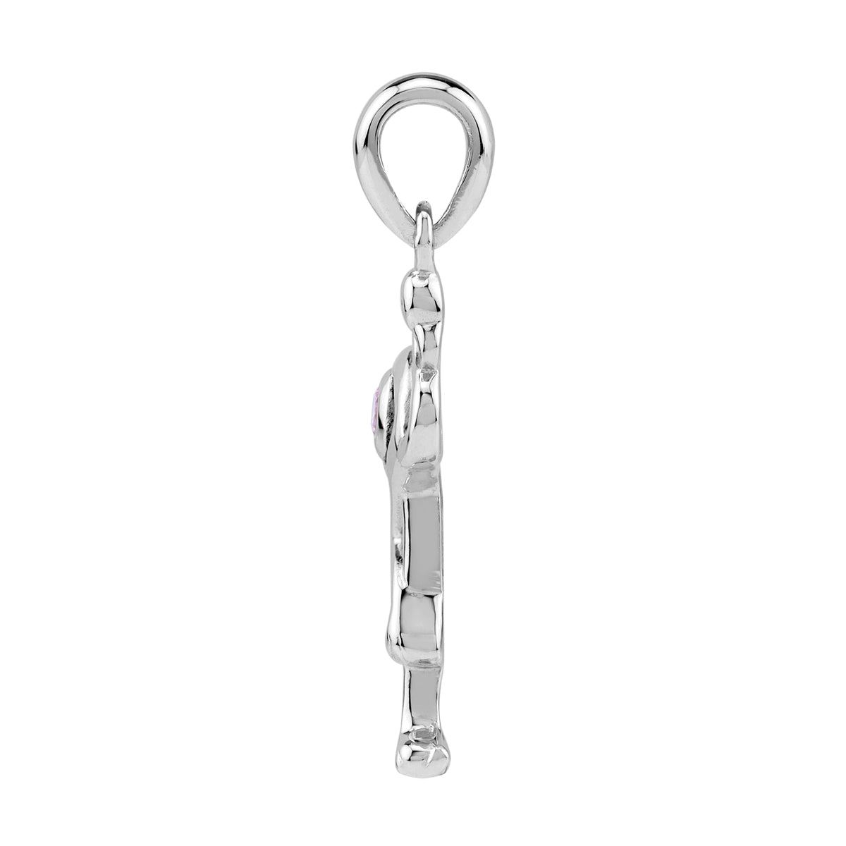 Created Round Shape Pink Tourmaline White Gold Plated 925 Sterling Silver Flamingo Bird Pendant