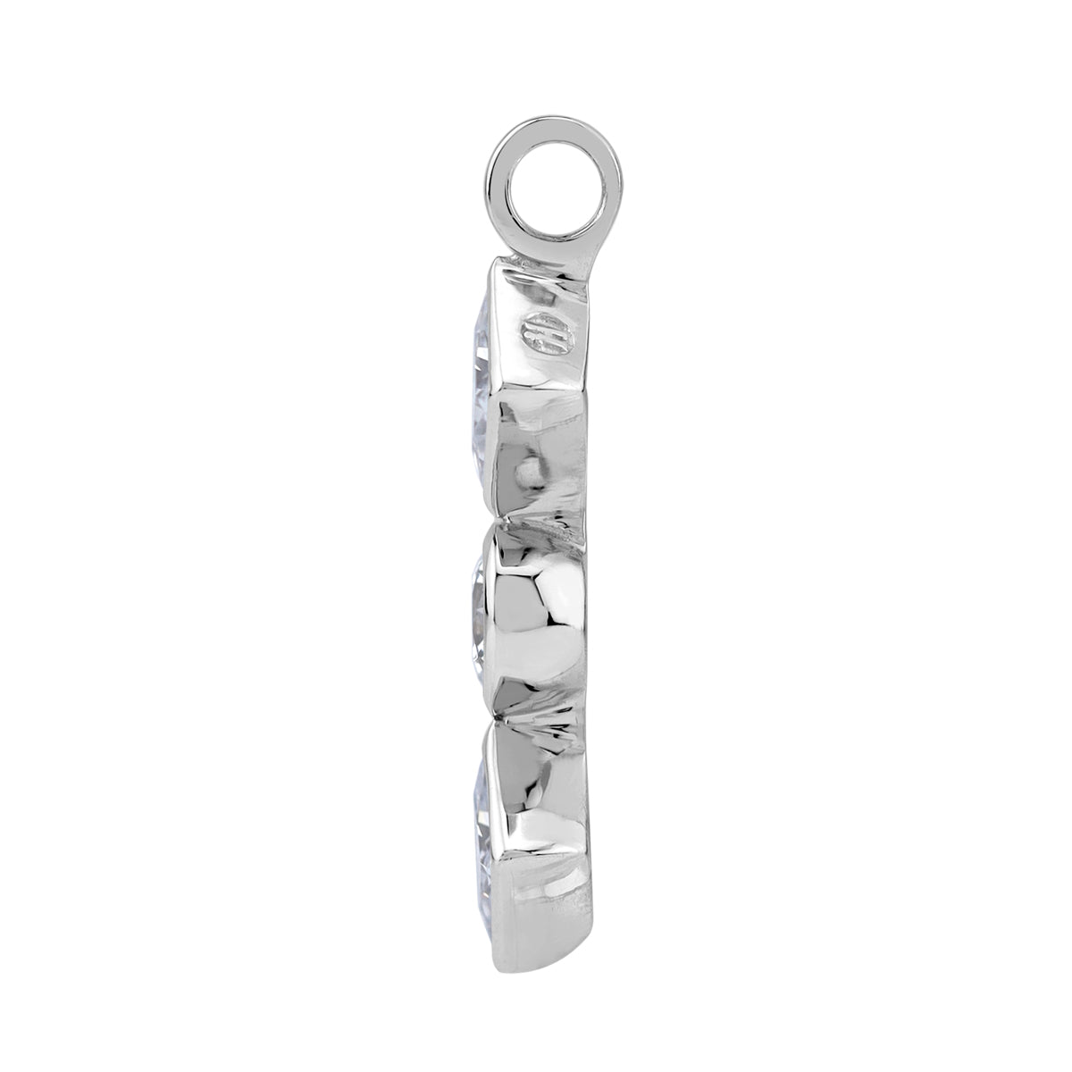 3-Stone 5MM Cubic Zirconia White Gold Plated 925 Sterling Silver Fashion Geometric Pendant