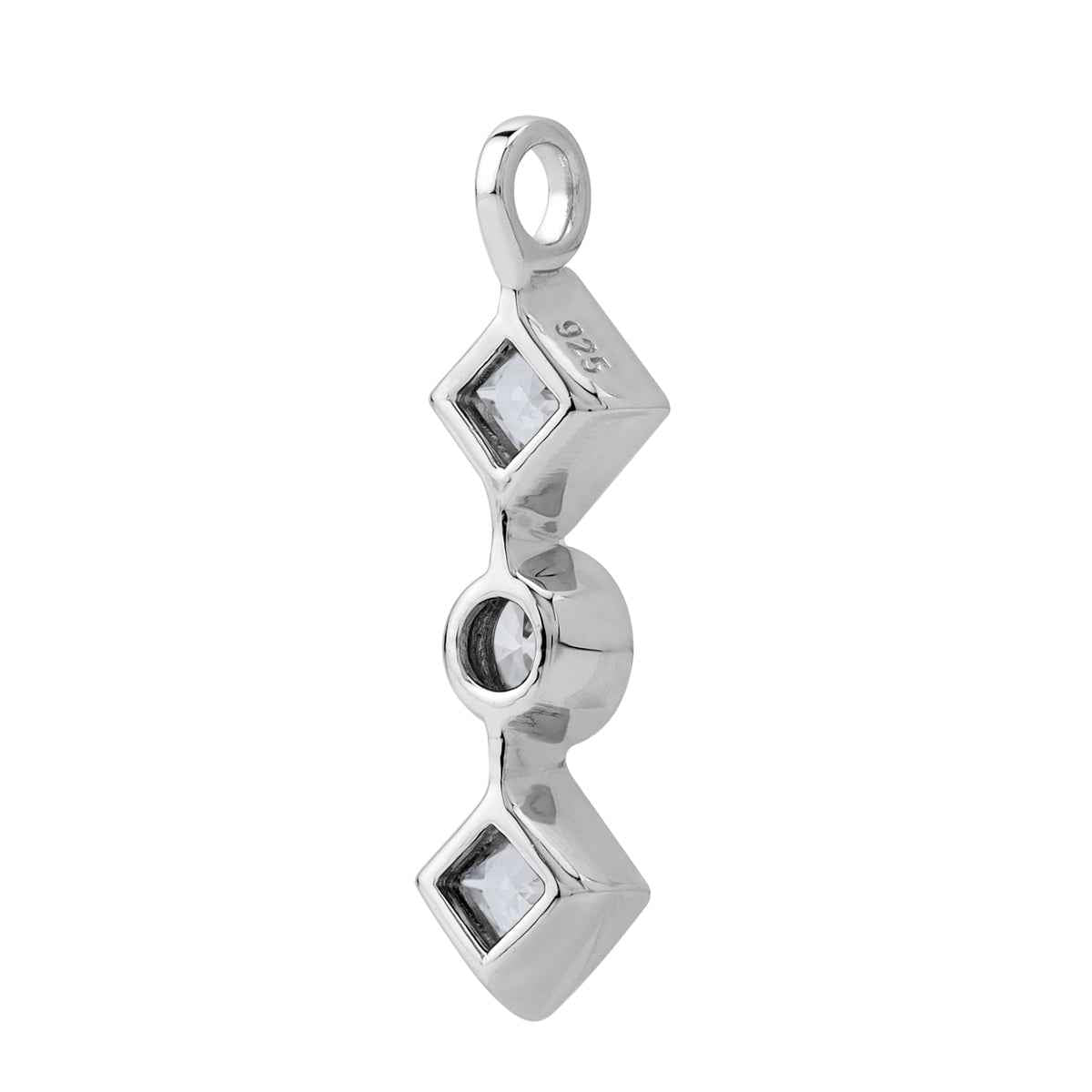 3-Stone 5MM Cubic Zirconia White Gold Plated 925 Sterling Silver Fashion Geometric Pendant