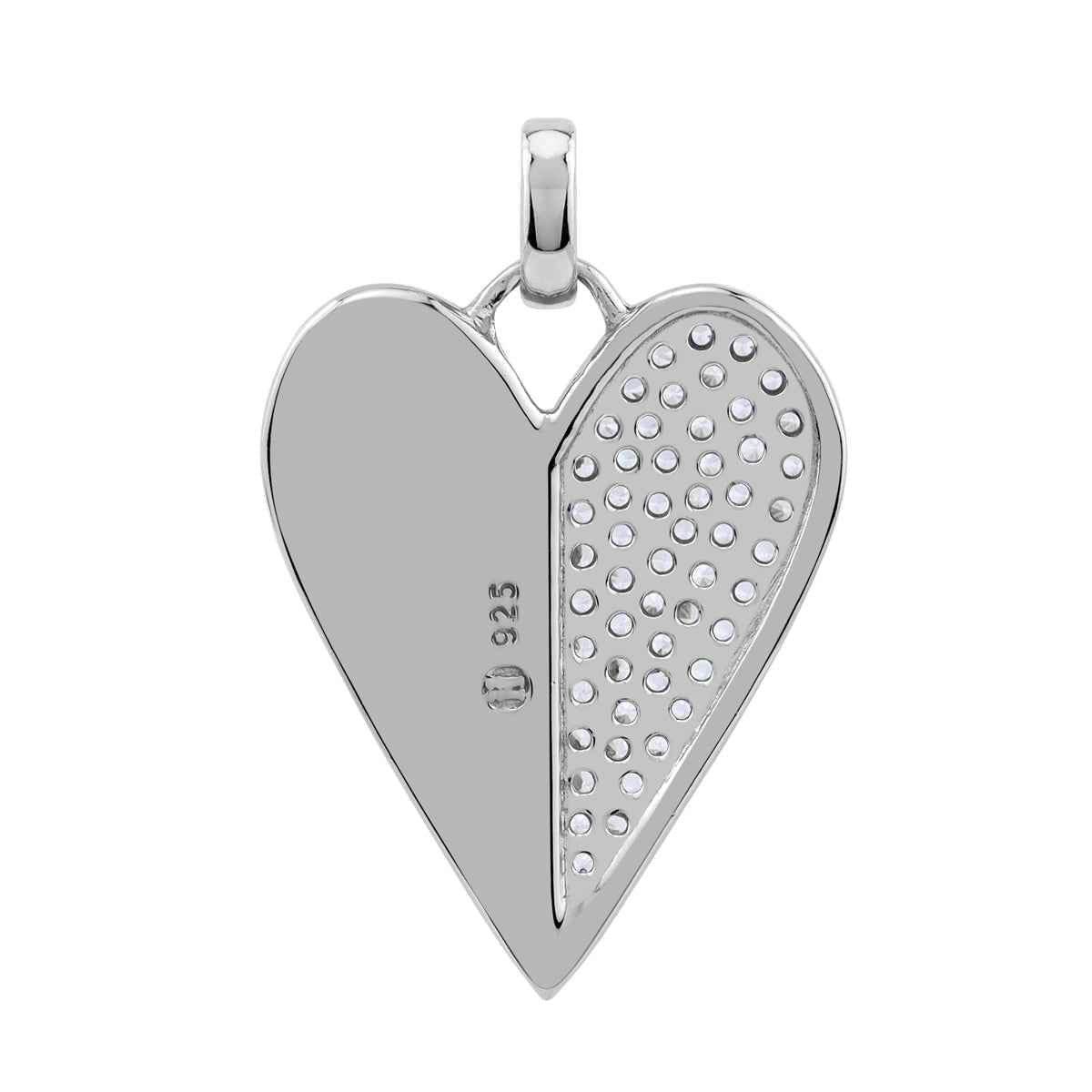 Mother of Pearl Inlay and Cubic Zirconia White Gold Plated 925 Sterling Silver Heart Casual Love Pendant