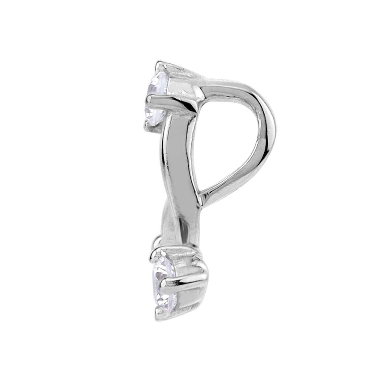 12MM 3-Stone Cubic Zirconia White Gold Plated 925 Sterling Silver Trendy Chic Triangle Design Pendant